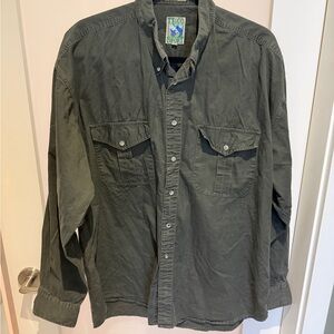 Men's Olive Button-Front Shirt
